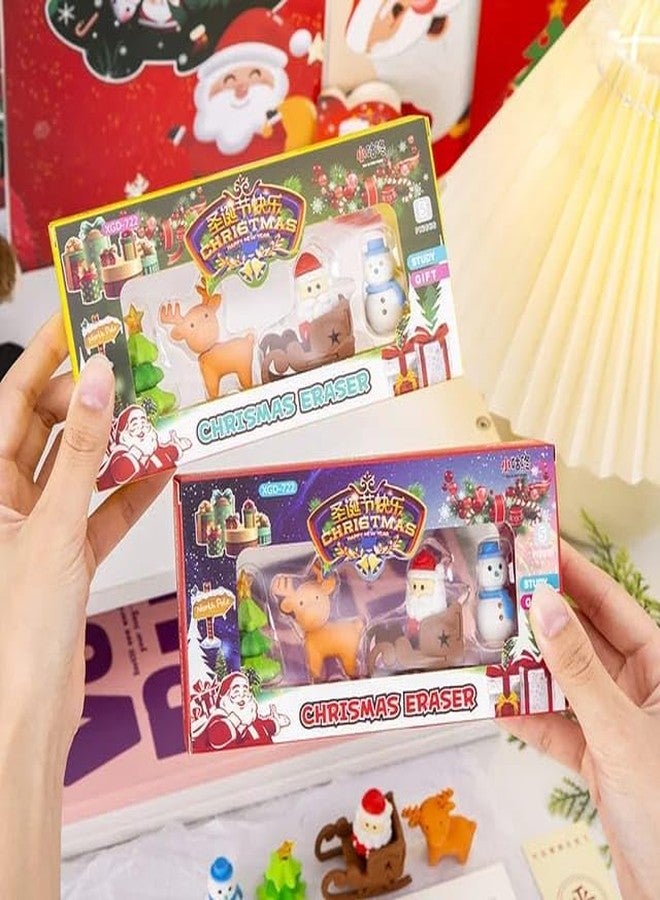 AMYCAUR Christmas Stylish 3D Santa Big Box Eraser Non-Toxic Smudge-Free Rubbers Cute Santa Erasers Christmas Gift for Kids Birthday Return Gift For Kids Santa Gift Set Stationery Gift for Kids (4 Pcs) - Image 3